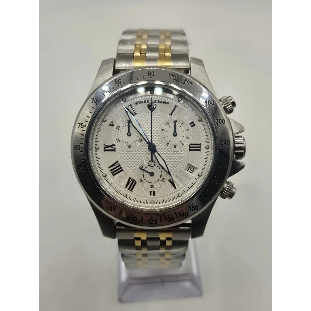 Swiss Legend Chronograph Quartz Men's Watch. New Two Tone Stainless Steel Band.